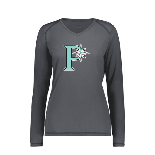 [6847.98D.XS-LOGO1] Women's SoftTouch Long Sleeve (Female Adult XS, Gray, Logo 1)