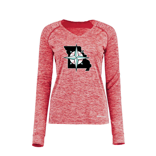[222770.T20.XS-LOGO3] Ladies Electric Long Sleeve Shirt (Female Adult XS, Red, Logo 3)