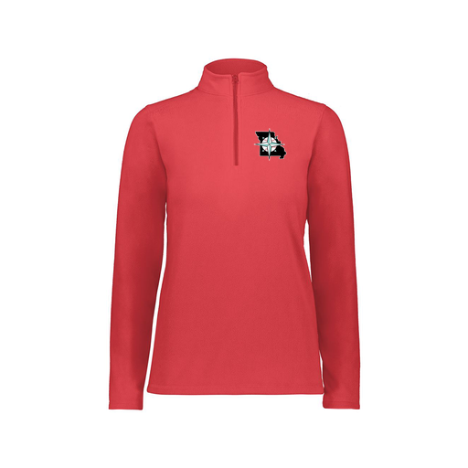 [6864.083.XS-LOGO3] Ladies MicroFleece 1/4 Zip Pullover (Female Adult XS, Red, Logo 3)
