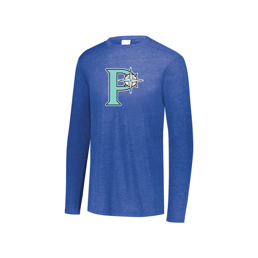 [FTLCUBRY-YS-LOGO1] Decker Youth Tri-Blend T-Shirt - Long Sleeve (Youth S, Royal, Logo 1)